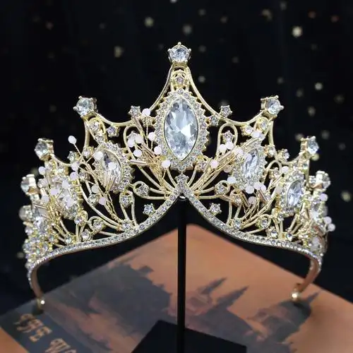 新娘结婚王冠婚纱礼服配饰精美手工水晶发饰公主生日圆形皇冠头饰