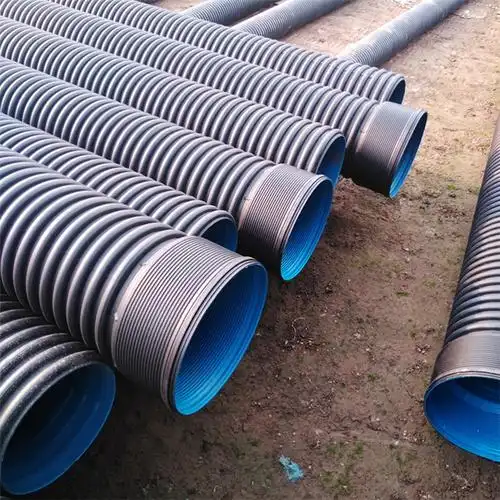 蓝黑色雄辰双壁波纹管700大口径排污管pe双壁波纹管