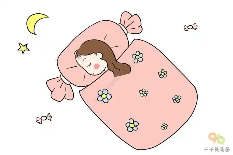 睡美人简笔画梦中想念最爱美食创想简笔画