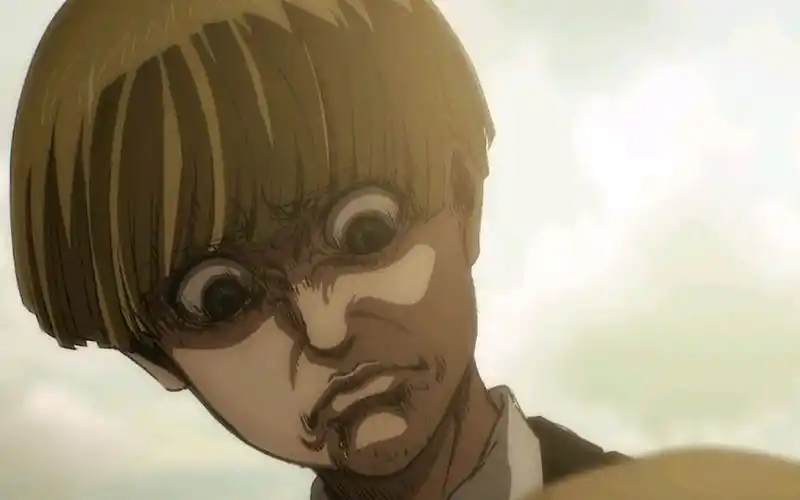 被伊雷娜吓到流汗而变身超大型巨人的阿尔敏