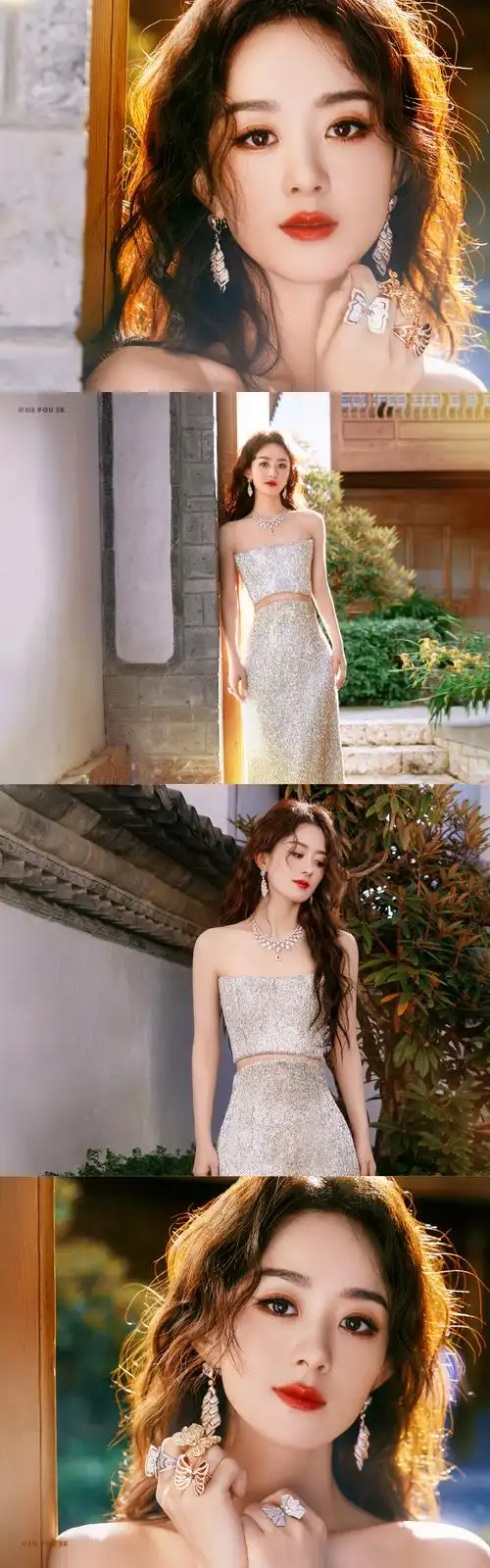 赵丽颖水晶吊坠头冠##赵丽颖闪钻礼服