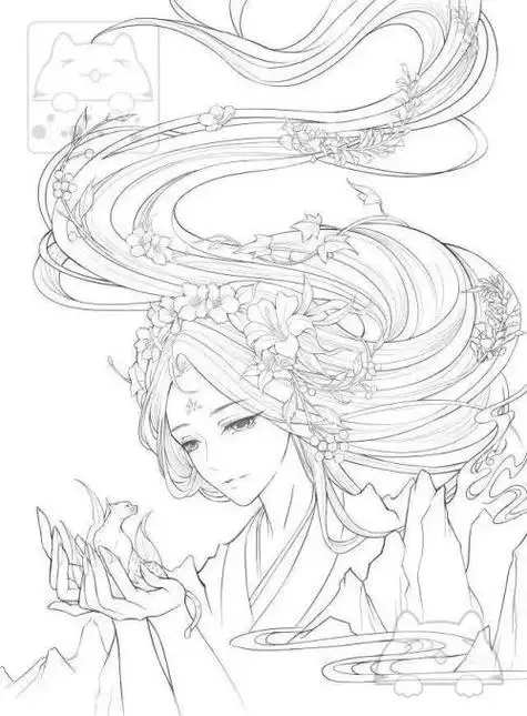 动漫女生古风二次元简笔画