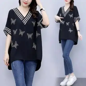 京蝌蝌适合胖人穿的衣服气质女适合微胖女人穿的衣服加肥加大码夏装