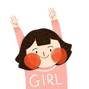 卡通扁平化举起手的女孩