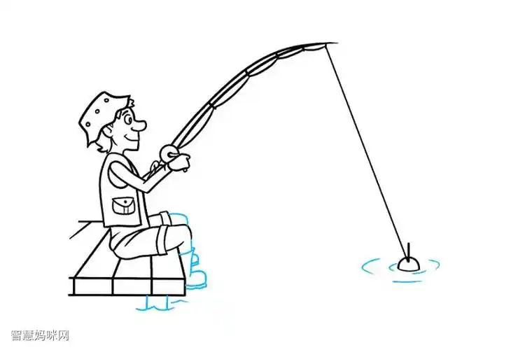怎么画一个人钓鱼