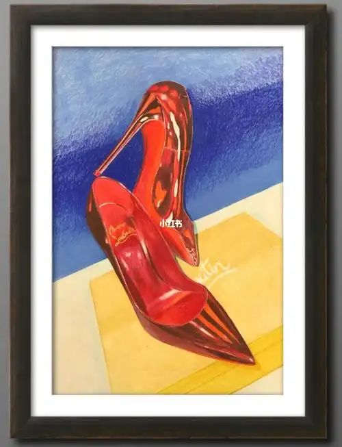 cl高跟鞋彩铅电光红