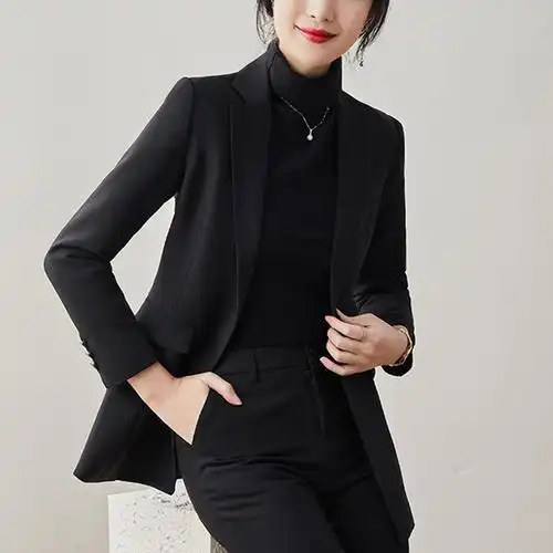 黑色西装套装女春秋2022年新款时尚女神范休闲职业西装裤子两件套