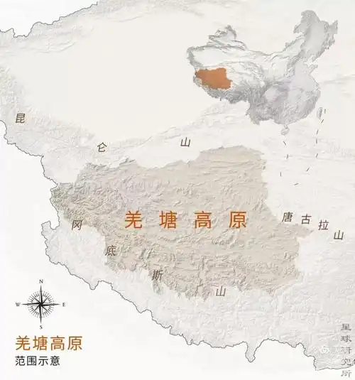 ▼羌塘高原范围示意图,制图@张靖&郑伯容