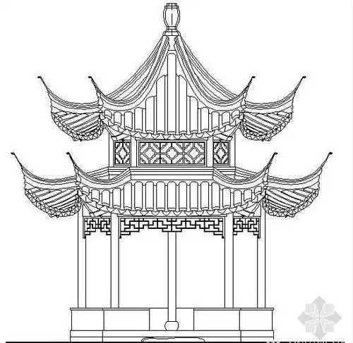 园林建筑亭子的画法简笔画