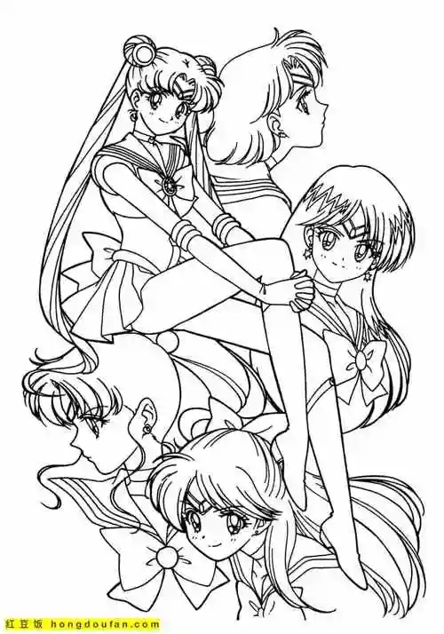 11张4到12岁女孩子们最喜欢的美少女战士主题涂色图片