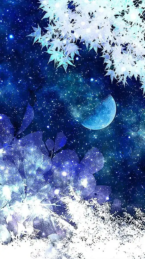 梦幻蓝色插画h5背景