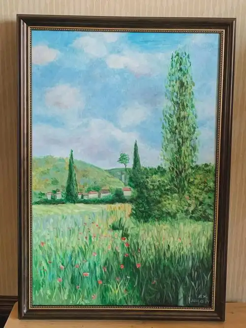 临摹莫奈罂粟花田