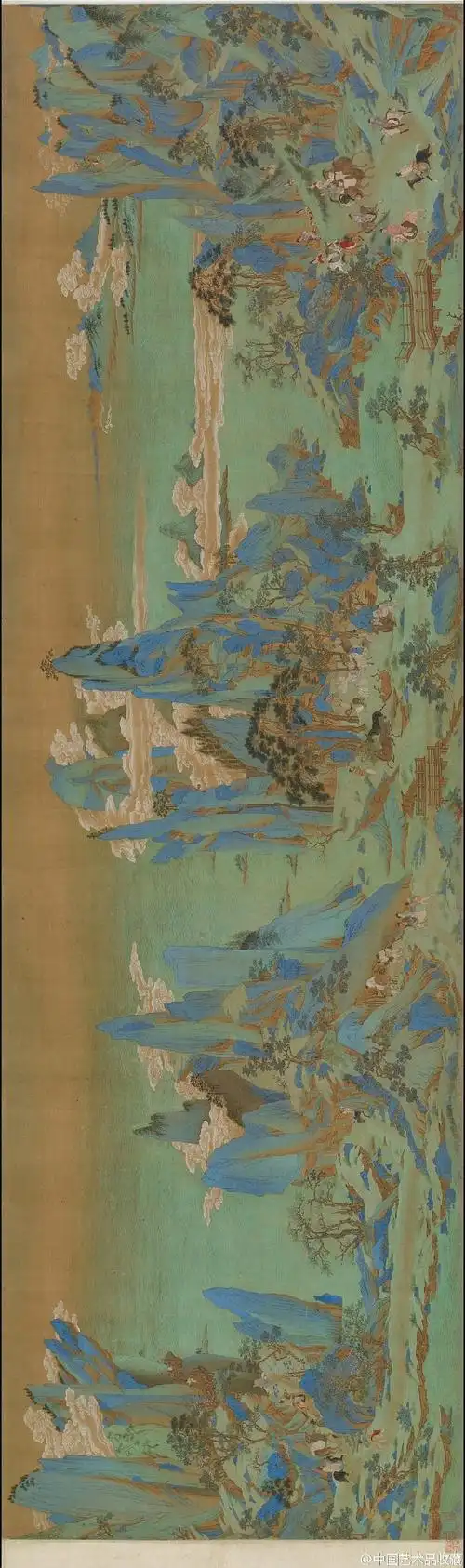 吴门四家明仇英明皇幸蜀图卷绢本美国弗利尔美术馆藏仇英的青绿山水画