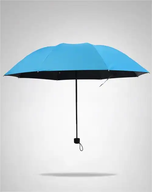 女士防紫外线太阳伞纯色三折黑胶晴雨伞