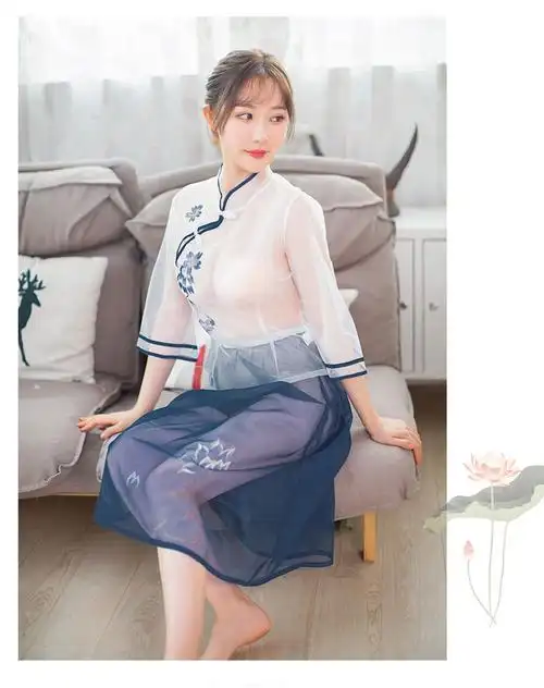 情趣内衣性感复古旗袍透明民国风学妹套装诱惑透视短裙夜店制服诱惑女