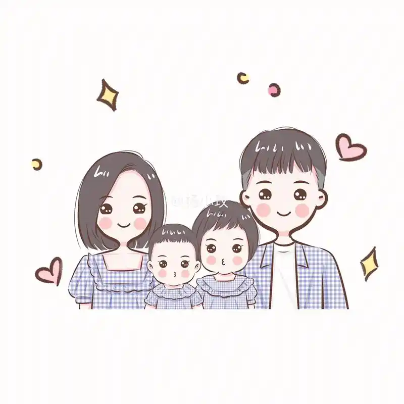 简笔画亲子头像~穿亲子装可可爱爱的一家呀~#亲子头像 #手绘 - 抖音