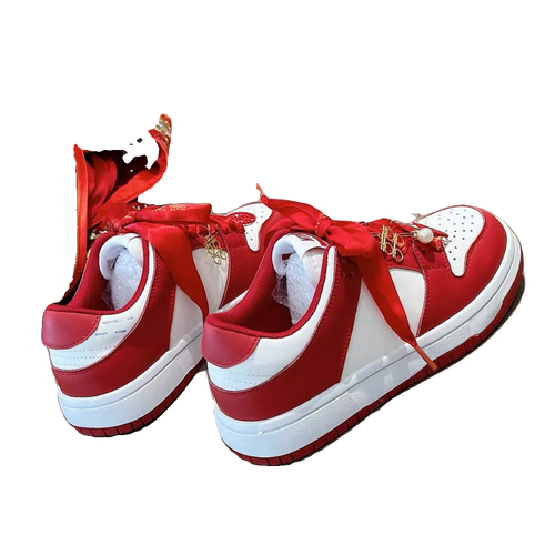 红色aj婚鞋女真皮厚底结婚新娘休闲板鞋新款2023秋季百搭单鞋韩版