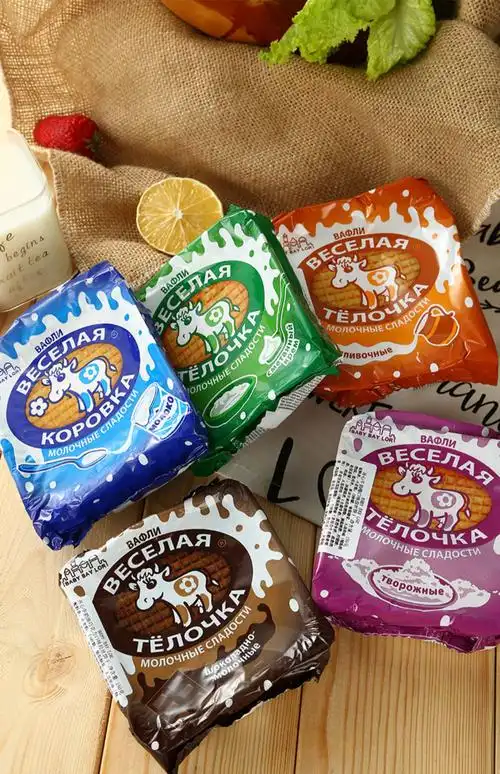 夹心华夫俄罗斯进口儿童巧克力零食 奶酪1包 炼乳1包【图片 价格 品牌