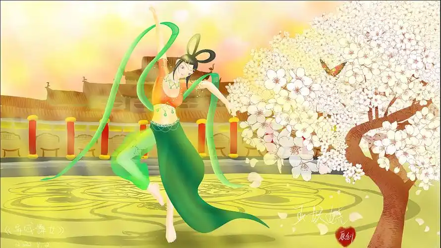 原创作品插画艺术插画古风歌舞异域舞女场景宴会欢天喜地画师玉妖娆ai