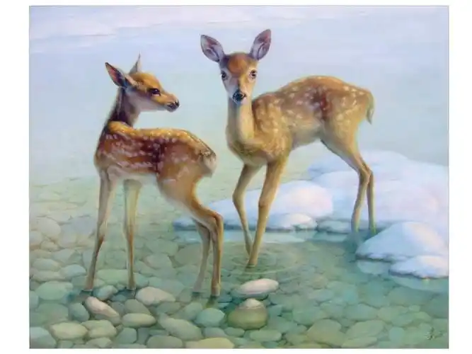 鹿题材油画创作——金色之鹿系列之二 - 日志 - 祁建军 - 雅昌博客频