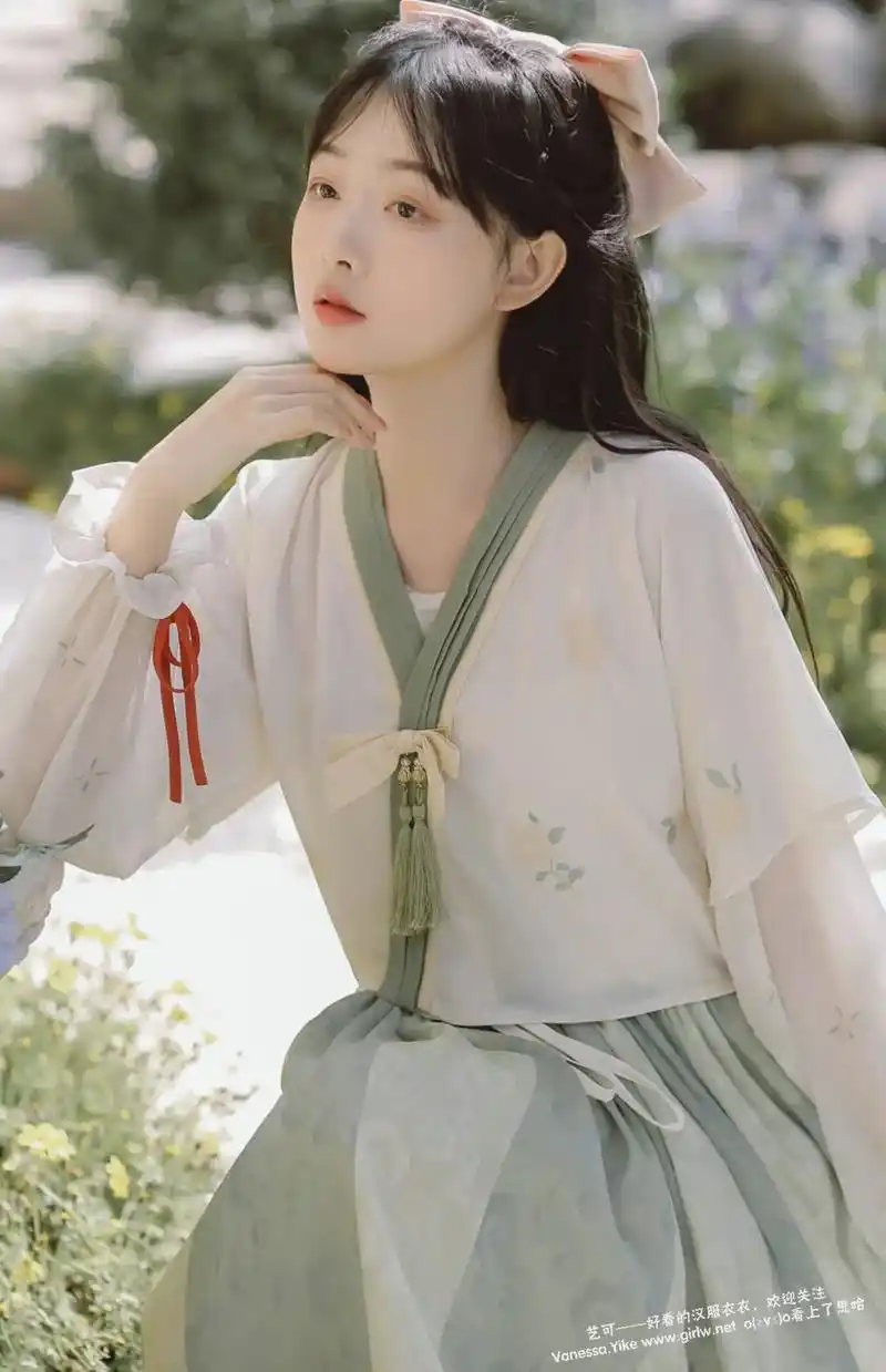 汉元素少女春夏装复古民国风长纱裙.