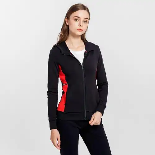 斐乐女装时尚休闲女款拉链连帽百搭女式针织长袖连帽外套