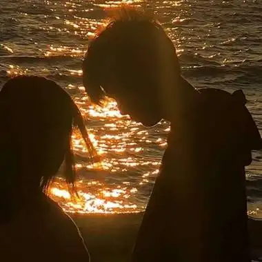 情头真人好看日落高清唯美的夕阳情侣头像真人图片