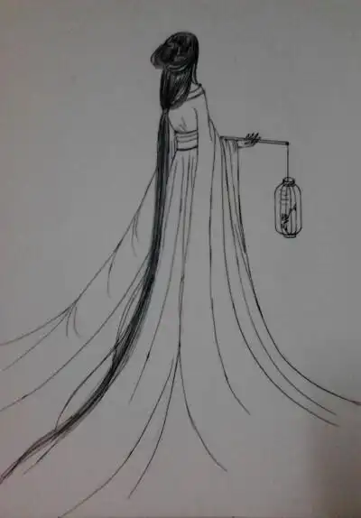 古风女孩背影简笔画忧伤唯美