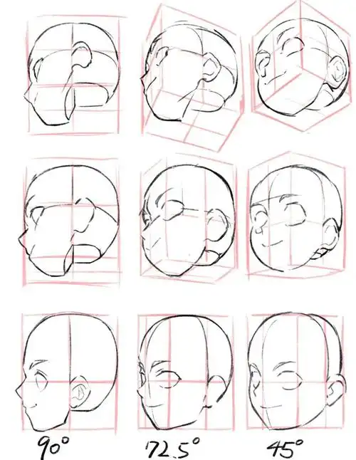 360度头部画法参考合辑(各种角度都有!