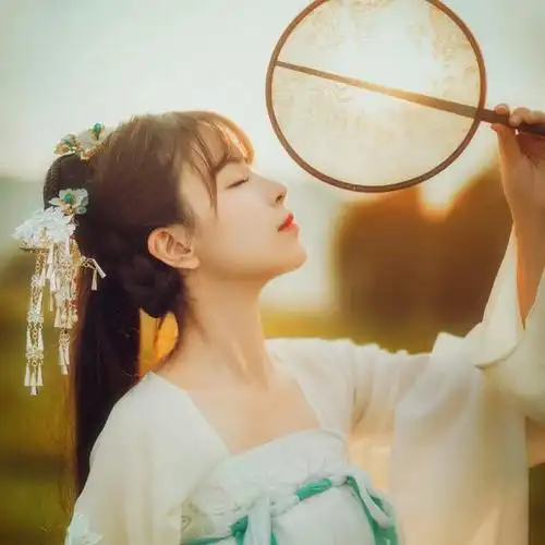 团扇暖光古装佳人头像