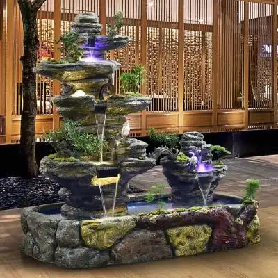 大型假山流水喷泉鱼池装饰别墅户外造景花园庭院招财落地景观摆件