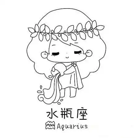 水瓶座简笔画 水瓶座简笔画女孩 可爱