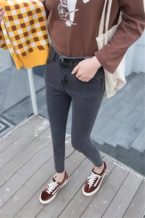 牛仔裤女九分小脚