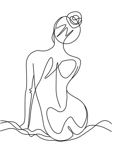 北欧黑白海报人物手部特写女孩线描绘画照片墙装饰画装饰画芯