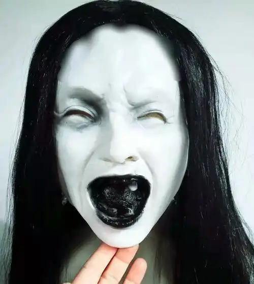 微密室逃脱道具鬼娃男面具剧本鬼屋吓人老尸网红头套 马尾女1号吓