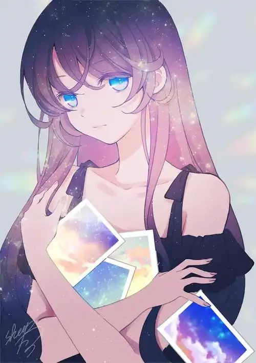 动漫女孩紫发蓝眼