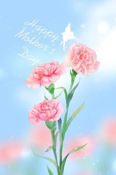 蓝色卡通意境感恩母亲节母亲节快乐海报