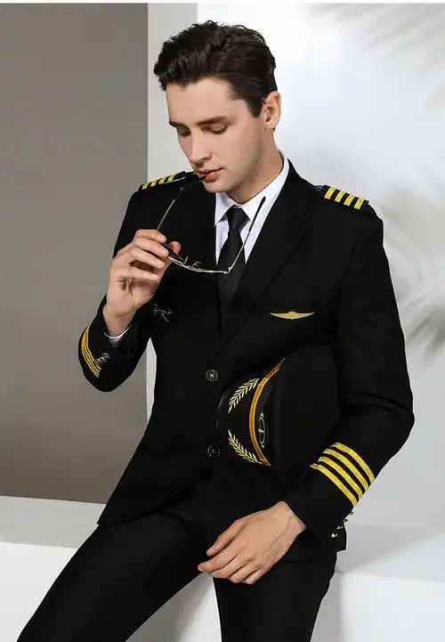 空少制服外套男飞行员服装机长制服西装演出服年会礼服男西服 双排带