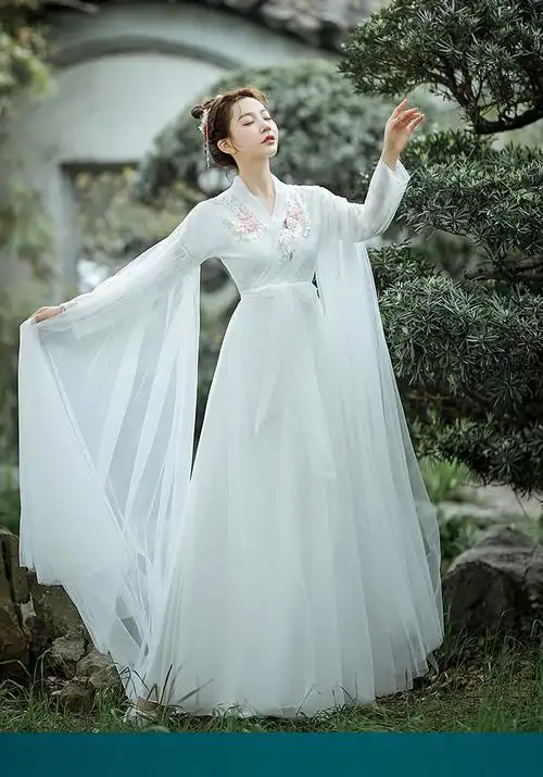 网红抖音电视剧同款 【西江月】汉服女白色广袖流仙裙飘逸古装仙气