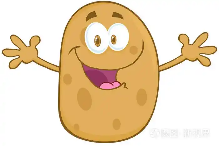 马铃薯卡通吉祥物形象欢迎张开双臂