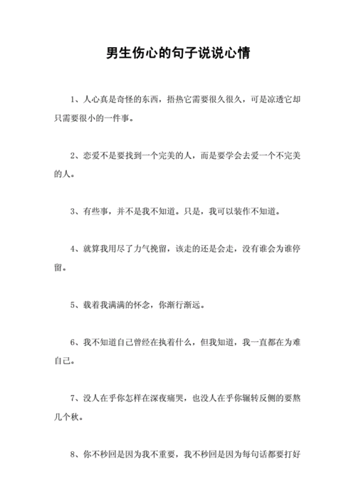 男生伤心的句子说说心情docx14页