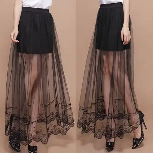 蓬蓬度假下摆裙子半身春秋大摆纱裙纱网超仙半身裙