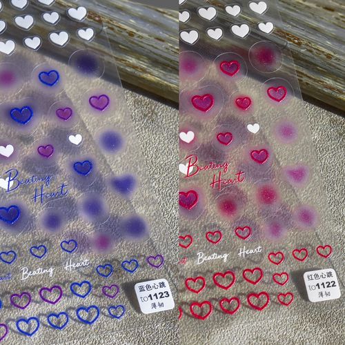 腮红爱心贴纸美甲半透渐变2022年网红爆款指甲贴tomoni红色心跳