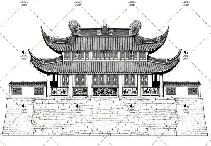 古建筑61纯线稿
