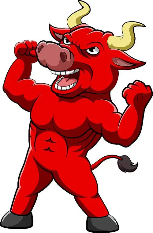 一个强壮的红牛卡通人物图片下载