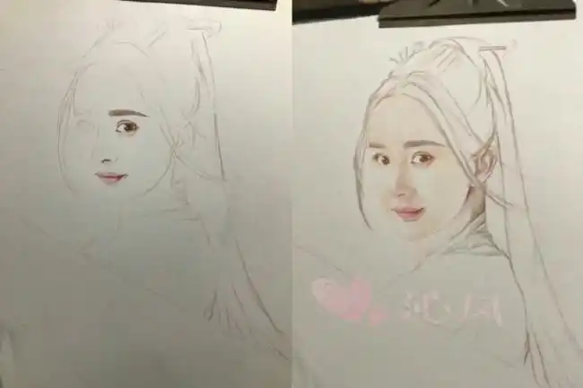 青丘女帝白浅素素彩铅手绘教程上色过程写实杨幂大幂幂彩铅手绘图片