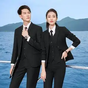 白衬衫黑裤子正装男女2022年新款商务上白下黑职业西装套装工作服