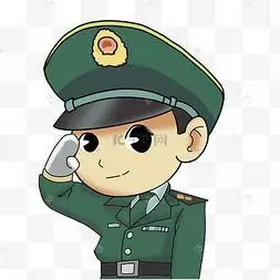 八一建军节敬礼的解放军战士插画建军节解放军女战士插画卡通手绘士兵