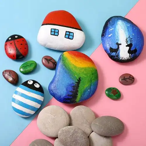 石头画鹅卵石_高档diy手石鹅卵石原绘彩绘石头儿童绘画画石小q学生