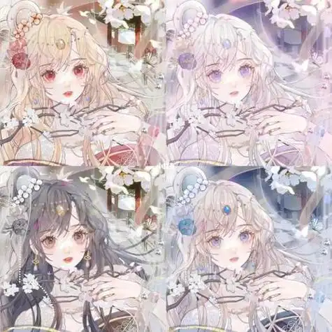 动漫女头四人闺蜜头像森系可爱